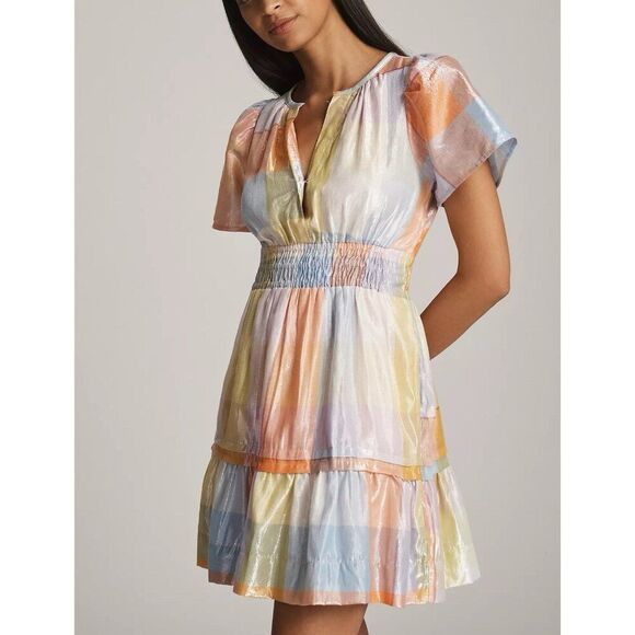 Anthropologie Somerset Mini Dress Pastel Metallic Ed. Womens Small NWOT Shiny - Picture 1 of 14
